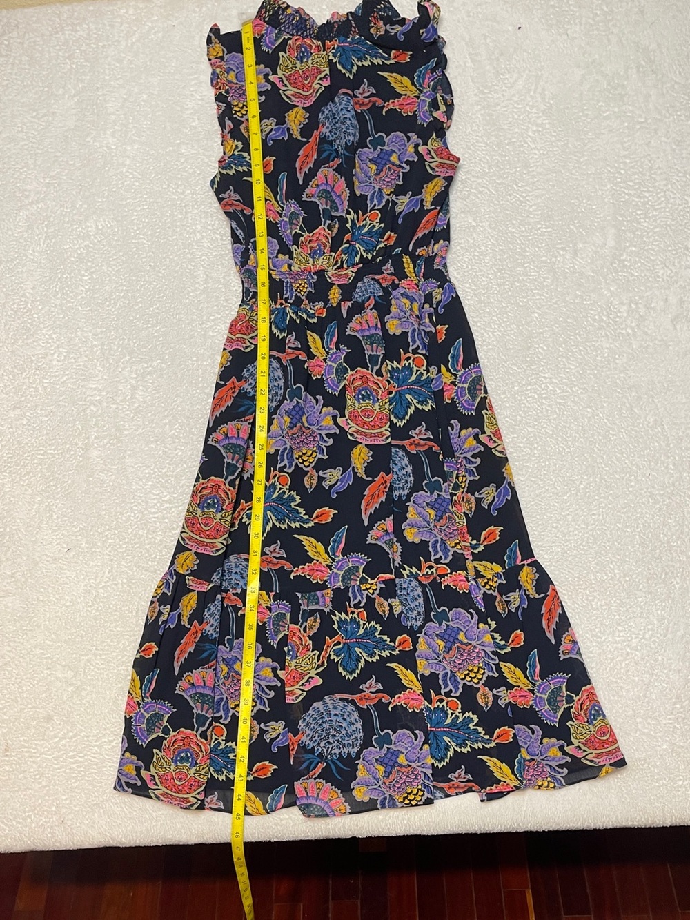 J. Crew Smocked Waist Bold Floral Print High Neck Sleeveless Summer Dress XS - Picture 6 of 15
